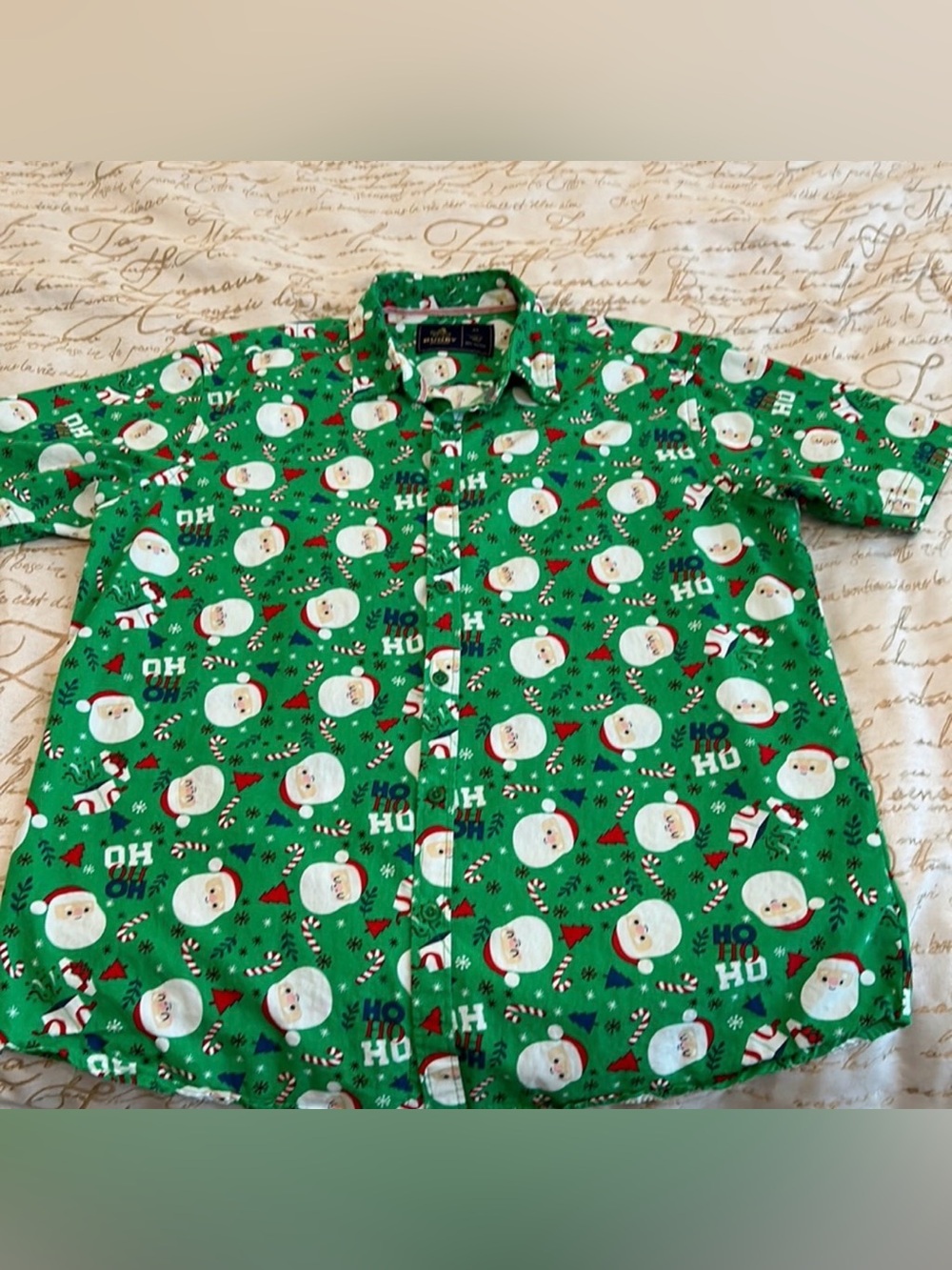 Rugby University Christmas Santa Button Down Shirt Mens XL Green Holiday